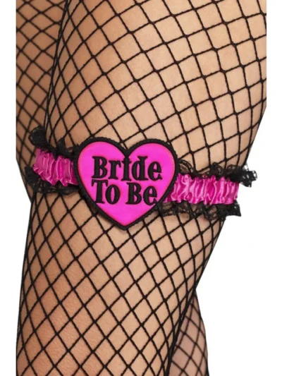 Bride to Be Bachelorette Party Pink and Black Garter