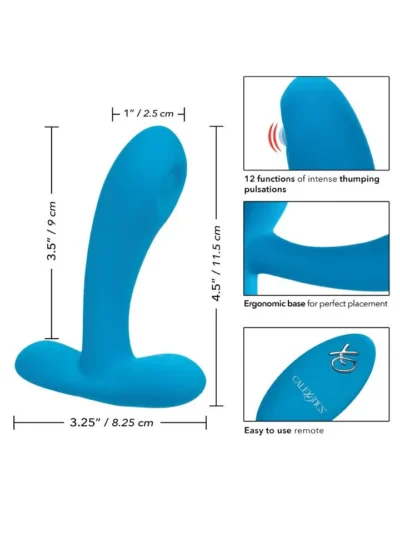 Bulbous G-spot Tip Pulsing Anal Vibrator with Remote - Blue