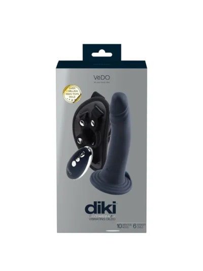 Diki vibrating dildo with adjustable harness - just black