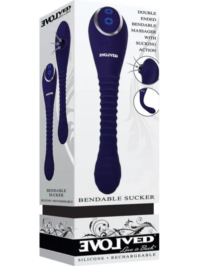 Double Ended Vibrator With Suction Simulation- Bendable Sucker