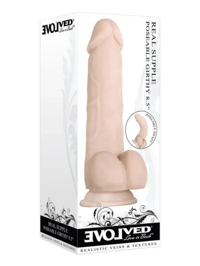 Extra Thick Girthy Dildo 8.5 Inch Real Supple Poseable