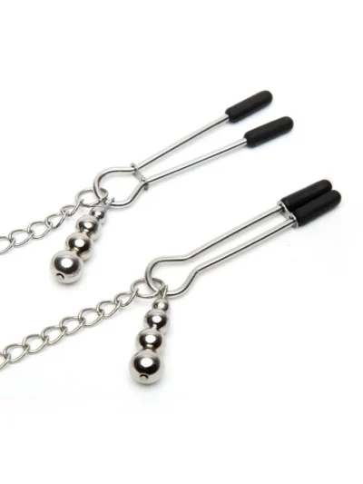 Fifty Shades of Grey Silver Satin Collar and Nipple Clamps Bondage