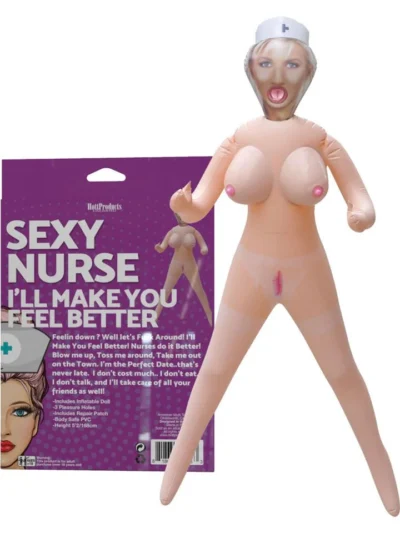 Inflatable Party Doll Sexy Nurse With 3 Pleasure Holes Gag Gift
