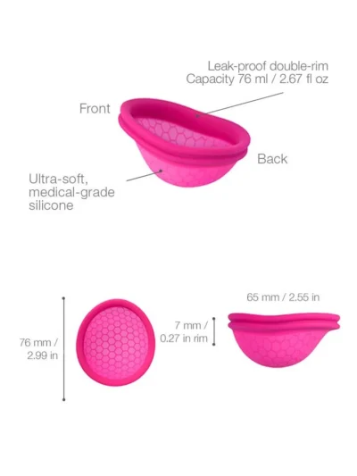 Menstrual cup flat-fit design up to 12 hours protection ziggy cup