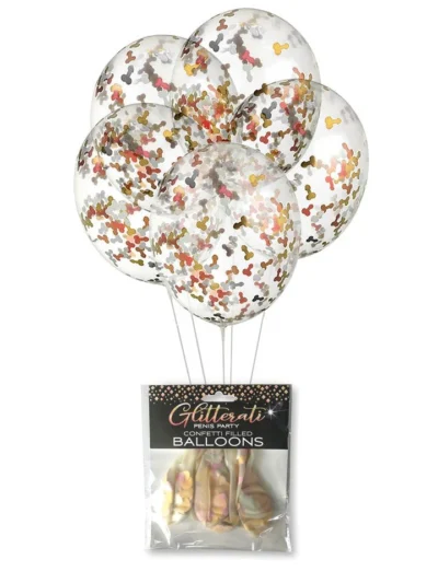 Metallic Penis Confetti Bachelorette Party Balloons Glitterati