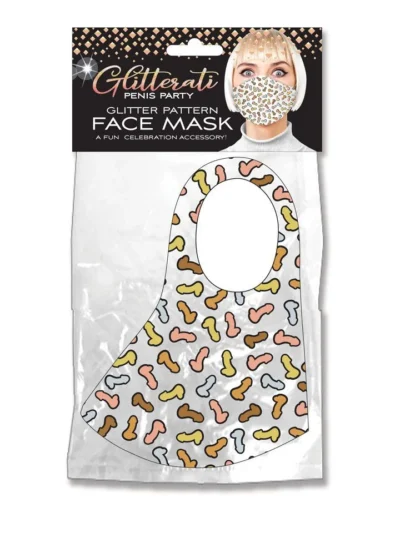 Metallic Penis Glitter Pattern Fabric Funny Face Mask
