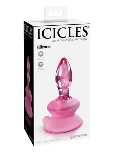 Pink Glass Butt Plug Anal Stimulator with Silicone Suction Cup