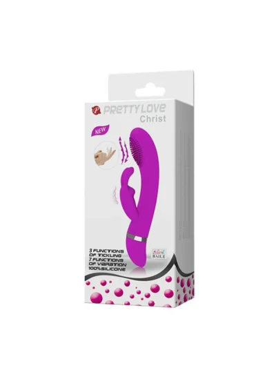 Purple Rounded Silicone Rabbit Vibrator with G-spot Tickle Bumps