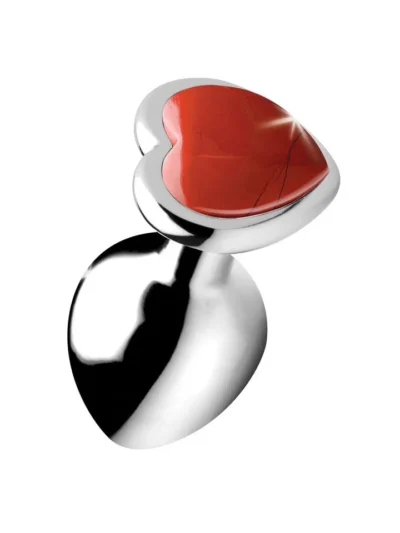 Red Jasper Gem Heart Anal Plug 2.7 Insertable Inches Medium Size