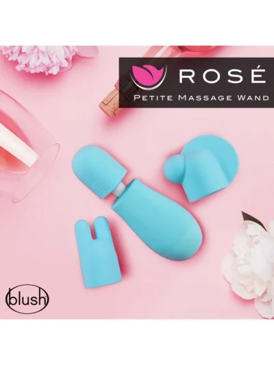 Rose Petite Massage Wand kit Mini Vibrator Clit Stimulator - Blue