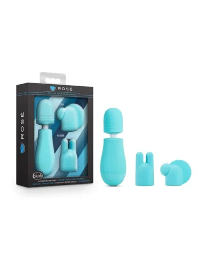 Rose Petite Massage Wand kit Mini Vibrator Clit Stimulator - Blue