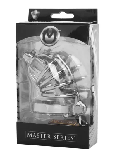 Stainless Steel Chastity Cage with Silicone Urethral Penis Plug