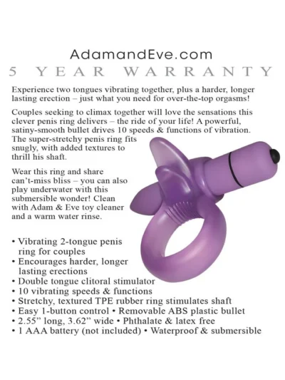 Vibrating Cockring with Clitoral Stimulation Tongue Penis Ring