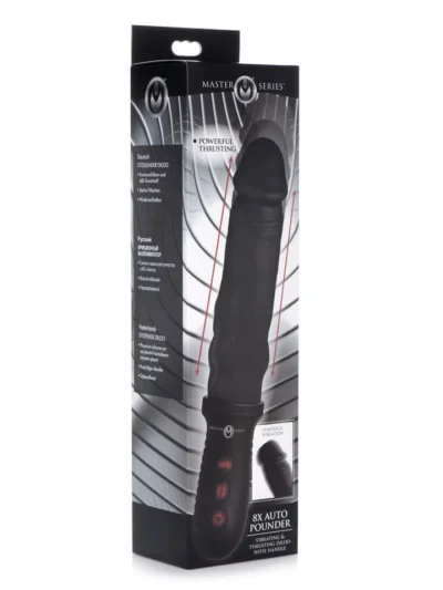 Vibrating & Thrusting Dildo Realistic Cock with Handle - Black