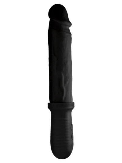 Vibrating & Thrusting Dildo Realistic Cock with Handle - Black