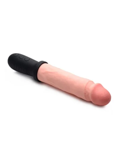 Vibrating & Thrusting Dildo Realistic Cock with Handle - Flesh