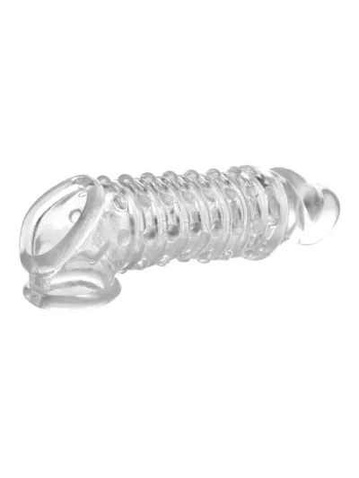 1.5 Inch Penis Enhancer Sleeve with Bumpy and Ridges - Clear