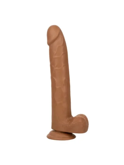 10 inch realistic dildo suction cup based cock with balls - brown