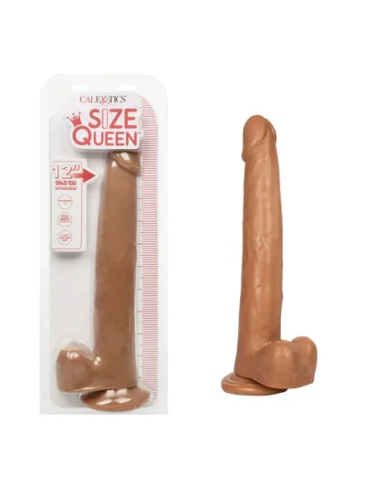 12-Inch Dildo Suction Cup-Based Cock with Balls - Brown