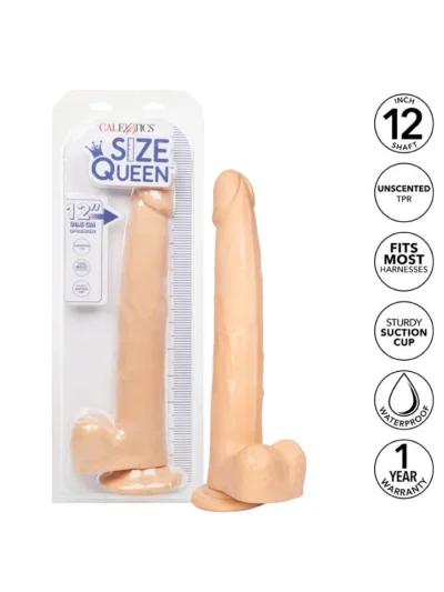 12 inch realistic dildo suction cup based cock with balls - ivory