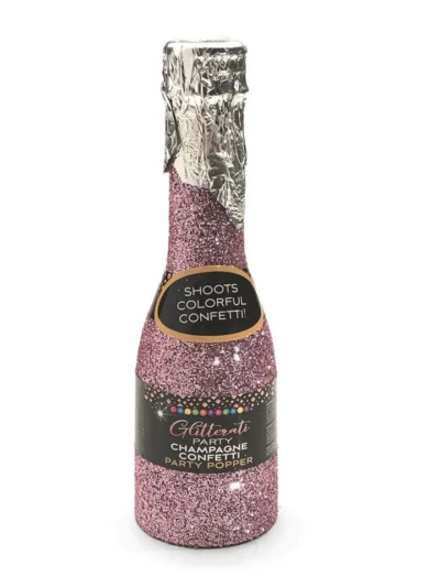 12 mini glitterati champagne bottle confetti poppers party supplies