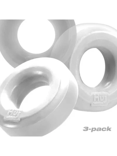 3-Pack Cock Ring Flatter Inner Opening Huj3 - White / Clear Ice