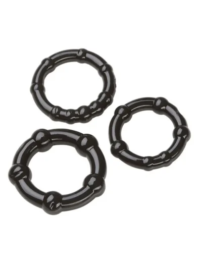 3 Pck Beaded Cockring Combo for Stronger Erections - Black