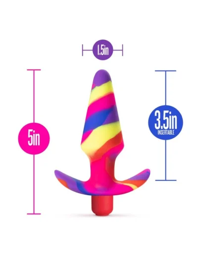 5 Inch 10 Speeds Vibrating Smooth Butt Plug - Multi-Color
