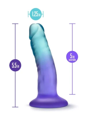 5 inch beginners dildo witu suction cup morning dew sapphire