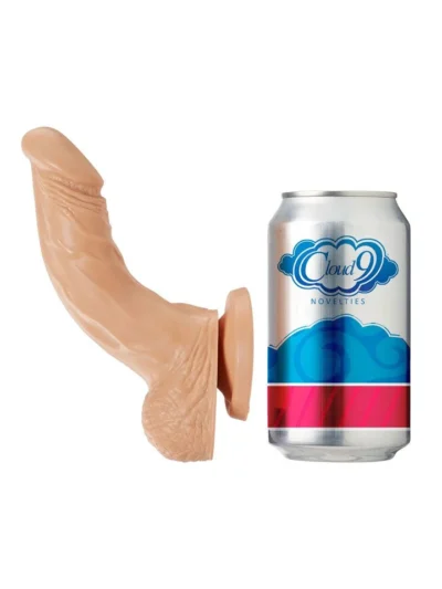 6. 5 inch realistic curved dong with balls & suction cup base - light