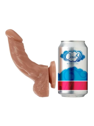 6.5 Inch Realistic Curved Dong with Balls & Suction Cup Base - Tan