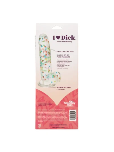 6 inch clear dong with balls naughty dildo i love dick heart