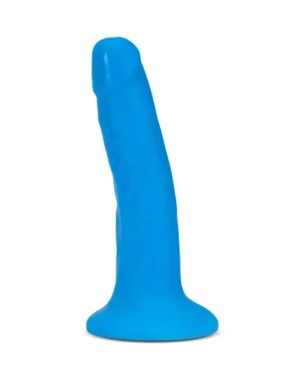 6 Inch Dual Density Dildo Cock with Suction Cup Base - Neon Blue