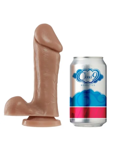 6 Inch Realistic Dildo with Balls and Suction Cup Base - Tan