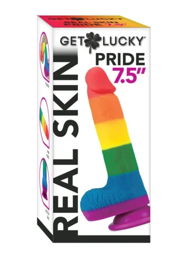 7. 5 inch rainbow pride dildo dong with balls & suction cup base