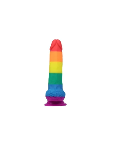 7. 5 inch rainbow pride dildo dong with balls & suction cup base