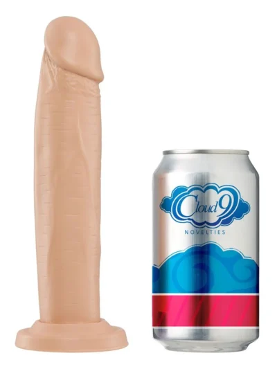 7 Inch Slim Dildo with Veined Shaft and Suction Cup Base - Tan