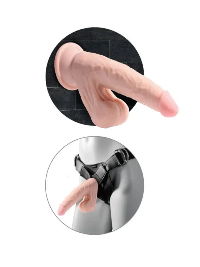 7 Inch Triple Density Cock with Swinging Balls Suction Cup Base