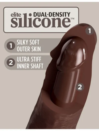7 Inch Vibrating Silicone Dual Density Cock with Remote - Brown