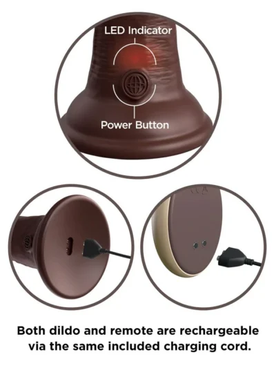 7 Inch Vibrating Silicone Dual Density Cock with Remote - Brown