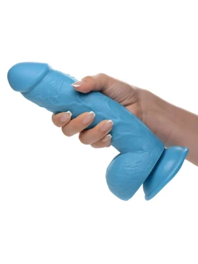 8.25 Inch Suction Cup Dildos with Balls Realistic Cock - Blue