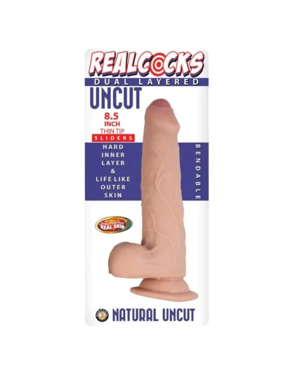 8.5 Inches Realistic Dildo Dual Layered Uncut Cocks Sliders Dong