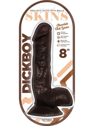 8 Inch Dildo with Balls Suction Cup Realistic Cock Chocolate Dick