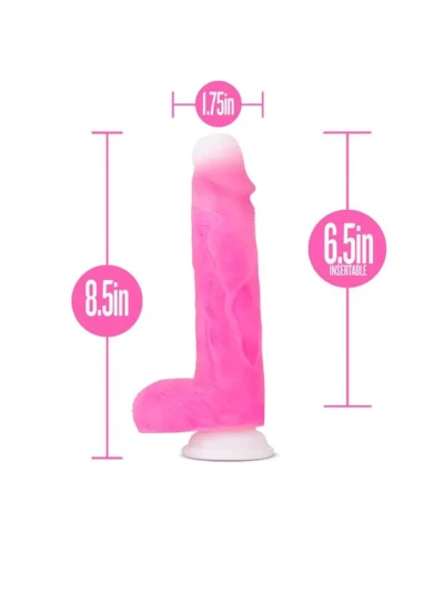 8 inch gyrating dildo with suction cup realistic vibrator - pink