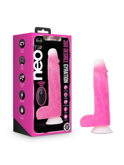 8 inch gyrating dildo with suction cup realistic vibrator - pink