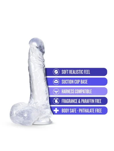 8 Inch Harness Compatible Dildo B Yours Plus - Ram n Jam - Clear