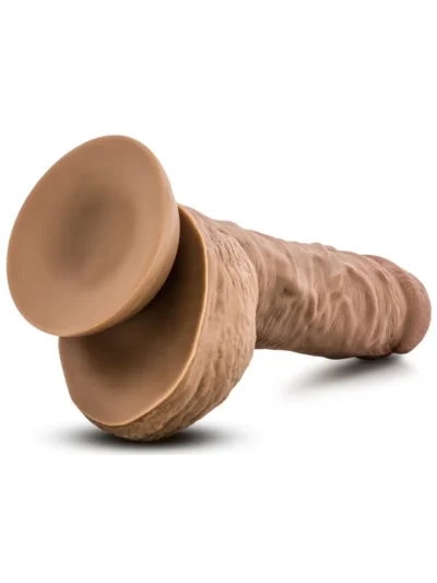 9 Inch Bendable Dildo Cock with Balls Suction Cup Base - Mocha