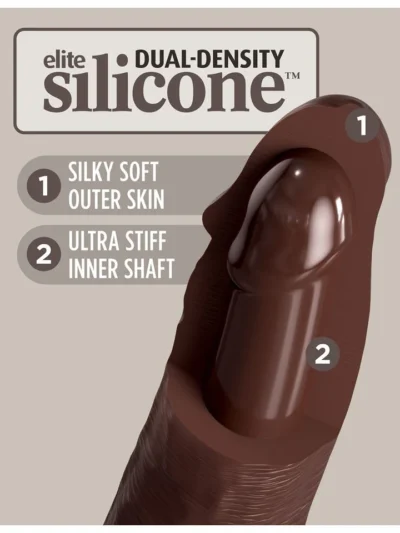 9 Inch Vibrating Silicone Dual Density Cock with Remote - Brown