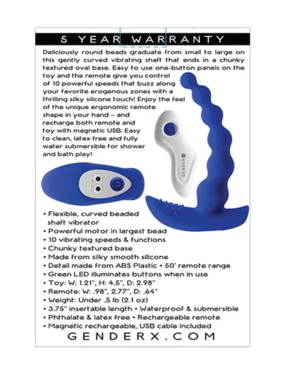 Anal Beads Vibrator with Curved & Flexible Shaft Beaded Pleasure