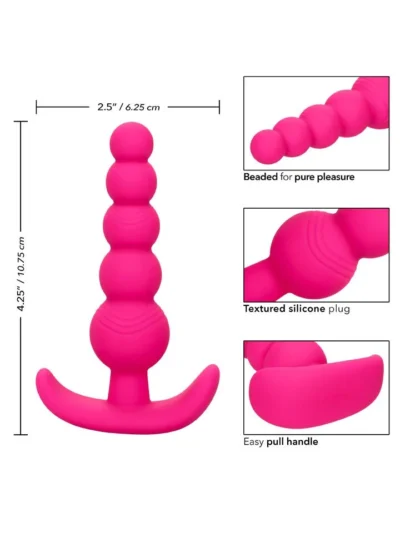 Anal Probe with Flexible Beaded Shaft Anal Stimulators - Pink